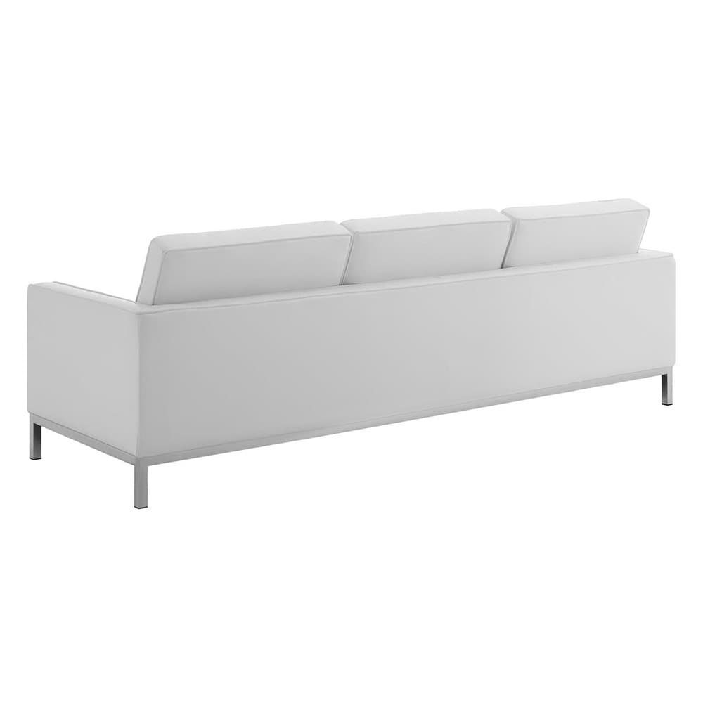 Loft 3-Piece Tufted Upholstered Faux Leather Set in Silver White by Modway - Image 3