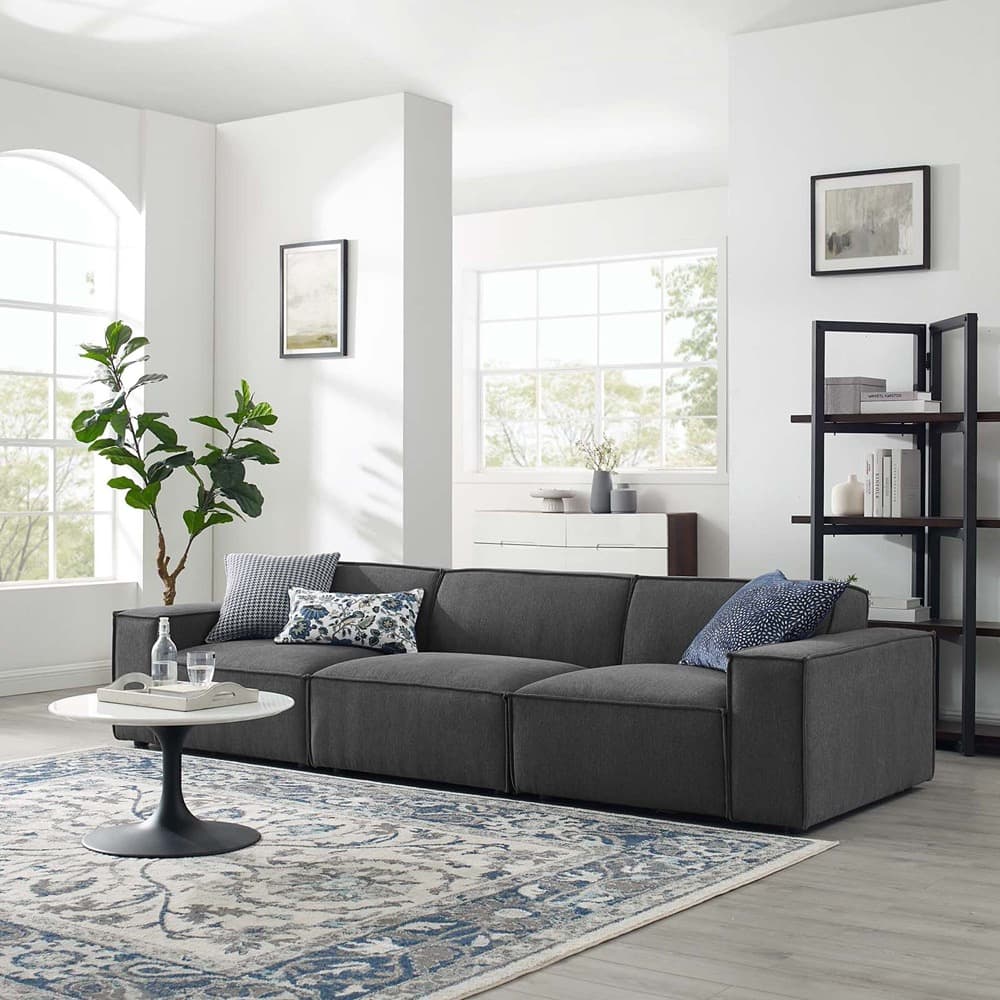 Restore 3-Piece Sectional Sofa in Charcoal by Modway - Image 13