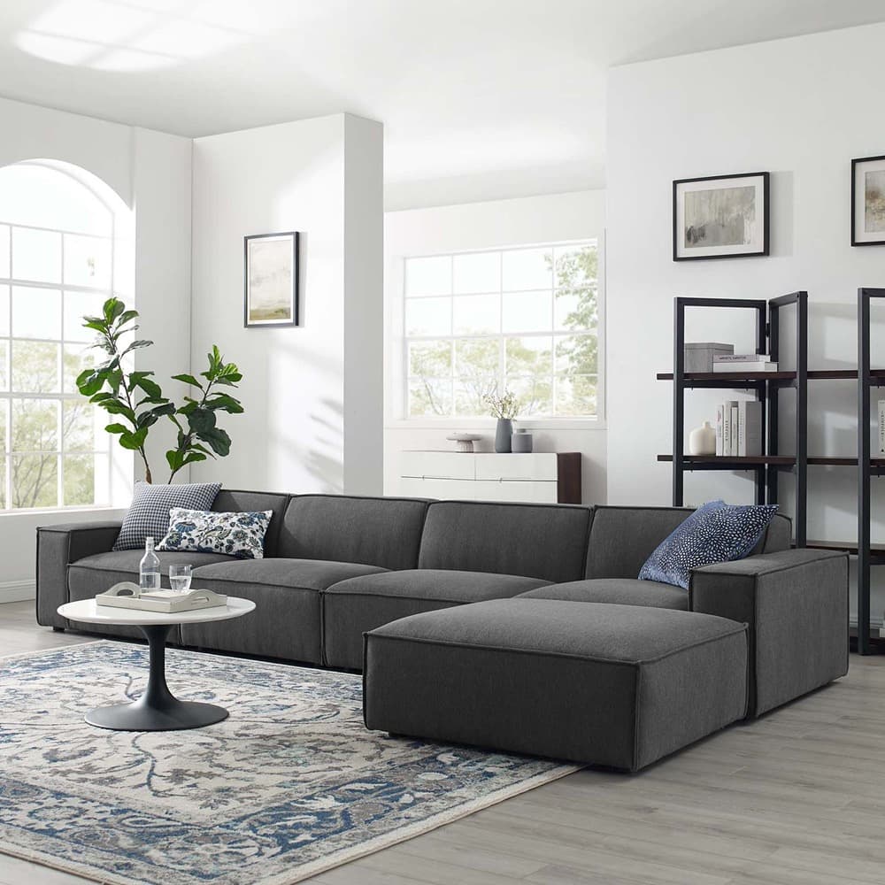 Restore 5-Piece Sectional Sofa in Charcoal by Modway - Image 11