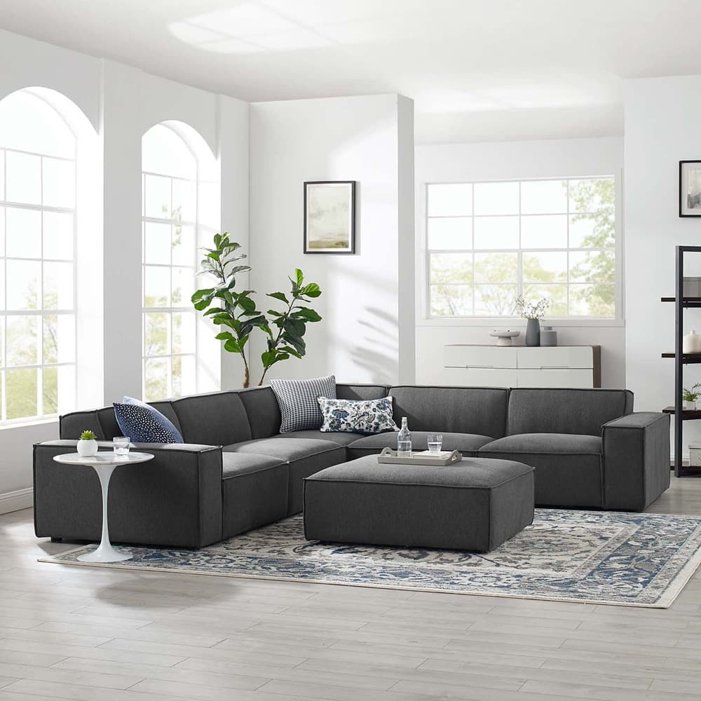 Restore 6-Piece Sectional Sofa in Charcoal by Modway - Image 13