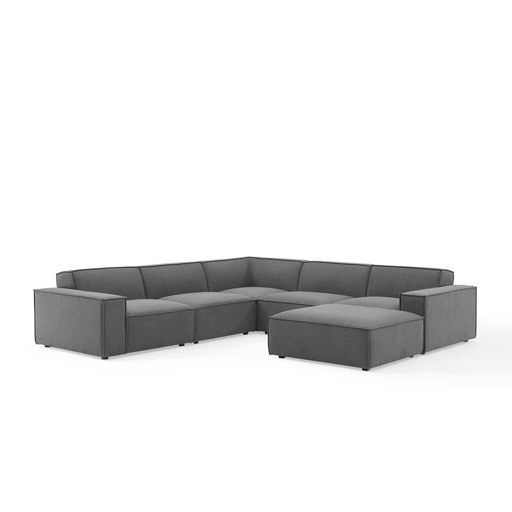 Restore 6-Piece Sectional Sofa in Charcoal by Modway