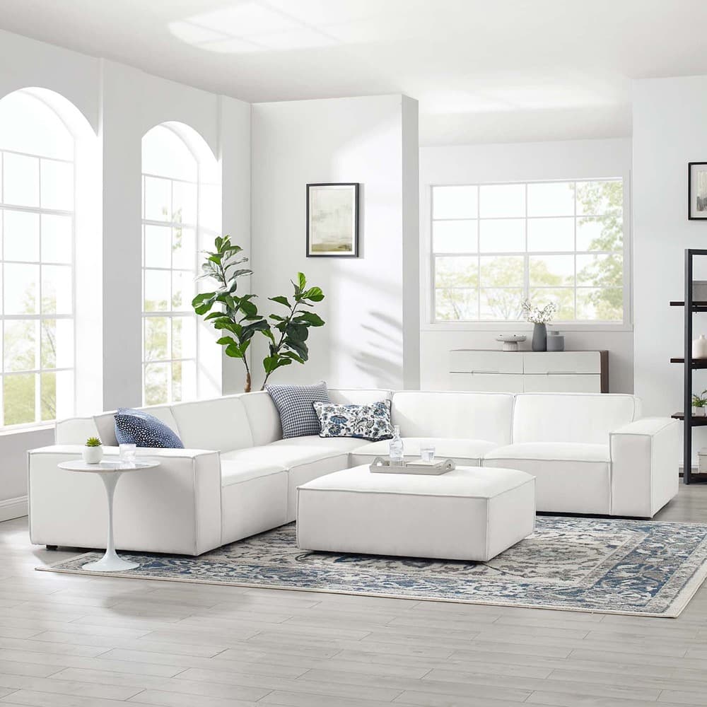 Restore 6-Piece Sectional Sofa in White by Modway - Image 13