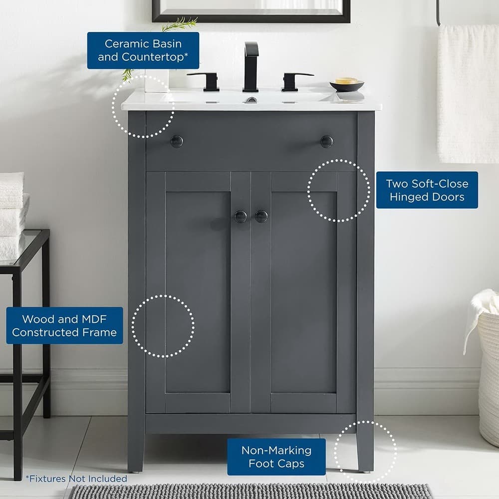 Nantucket 24" Bathroom Vanity in Gray White by Modway - Image 11