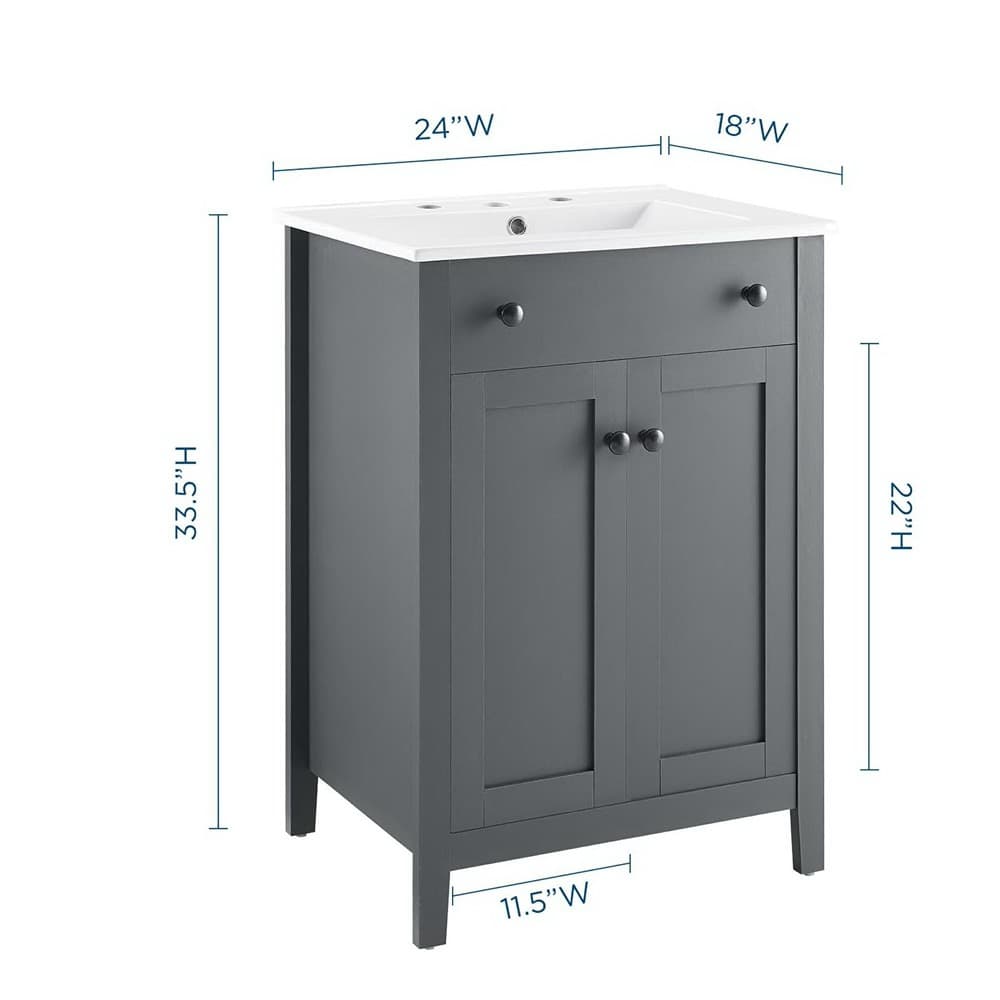 Nantucket 24" Bathroom Vanity in Gray White by Modway - Image 2