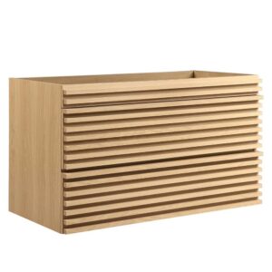 Render 36" Wall-Mount Bathroom Vanity Cabinet (Sink Basin Not Included) in Oak by Modway