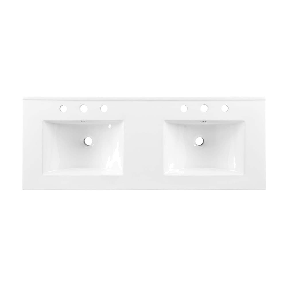 Cayman 48" Double Basin Bathroom Sink in White by Modway - Image 2