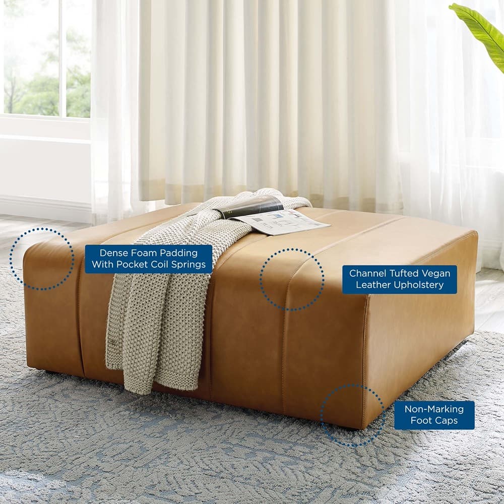 Bartlett Vegan Leather Ottoman in Tan by Modway - Image 7