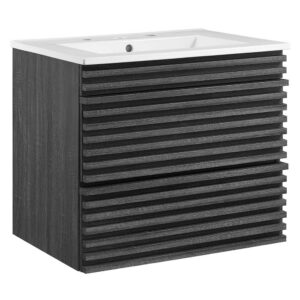 Render 24" Wall-Mount Bathroom Vanity in Charcoal White by Modway