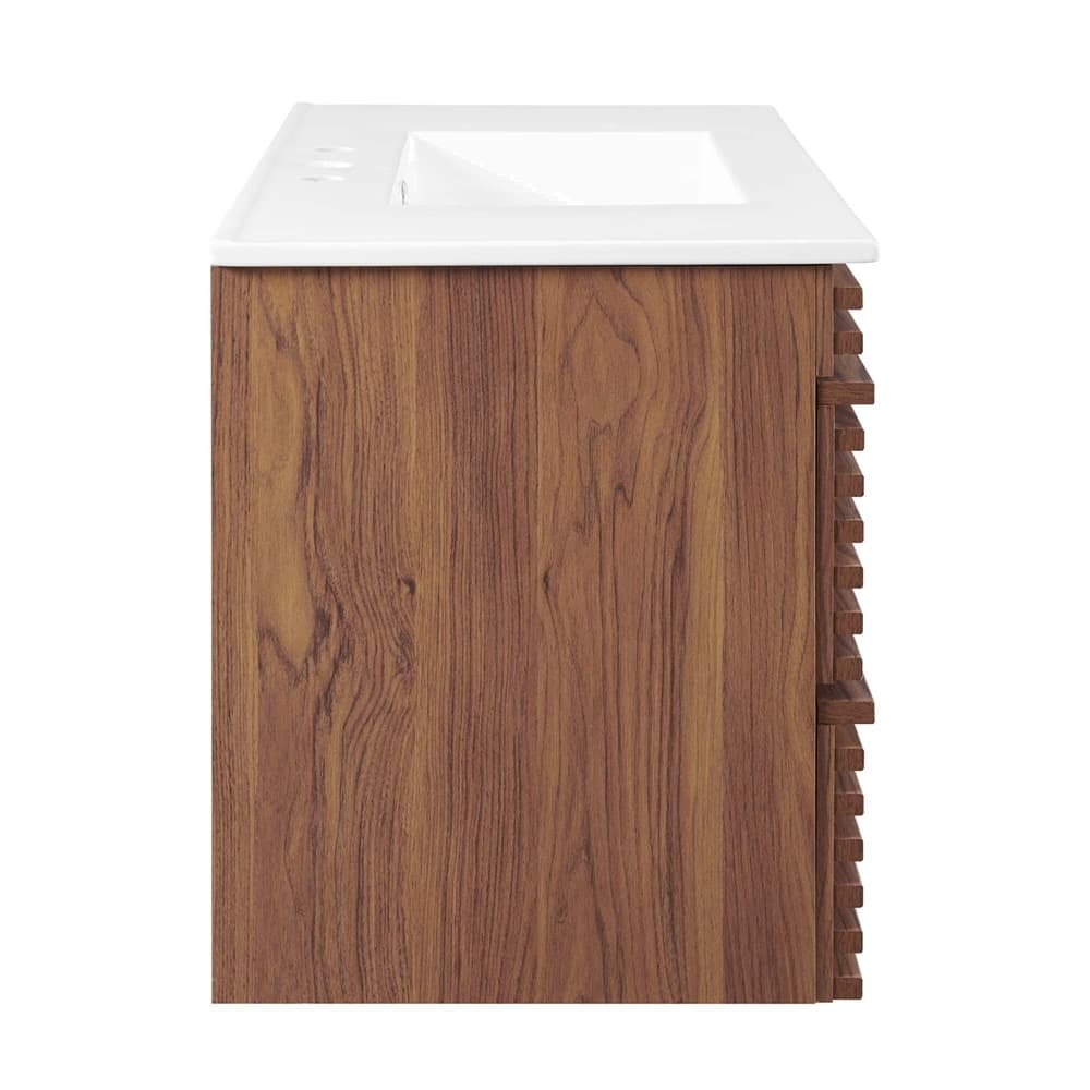 Render 36" Wall-Mount Bathroom Vanity in Walnut White by Modway - Image 3