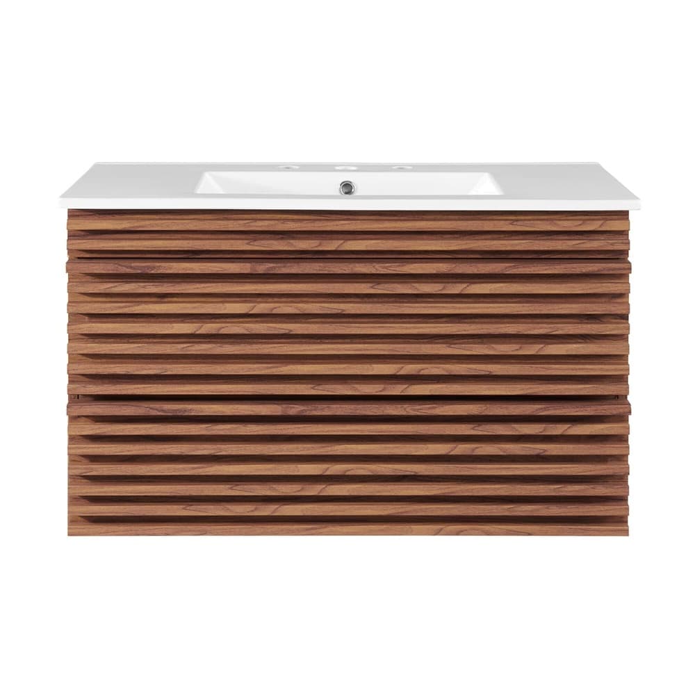 Render 36" Wall-Mount Bathroom Vanity in Walnut White by Modway - Image 4