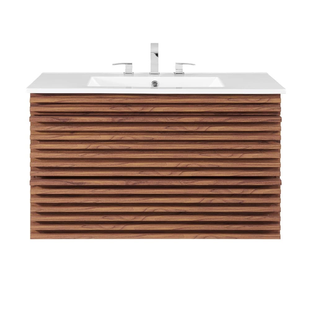 Render 36" Wall-Mount Bathroom Vanity in Walnut White by Modway - Image 5