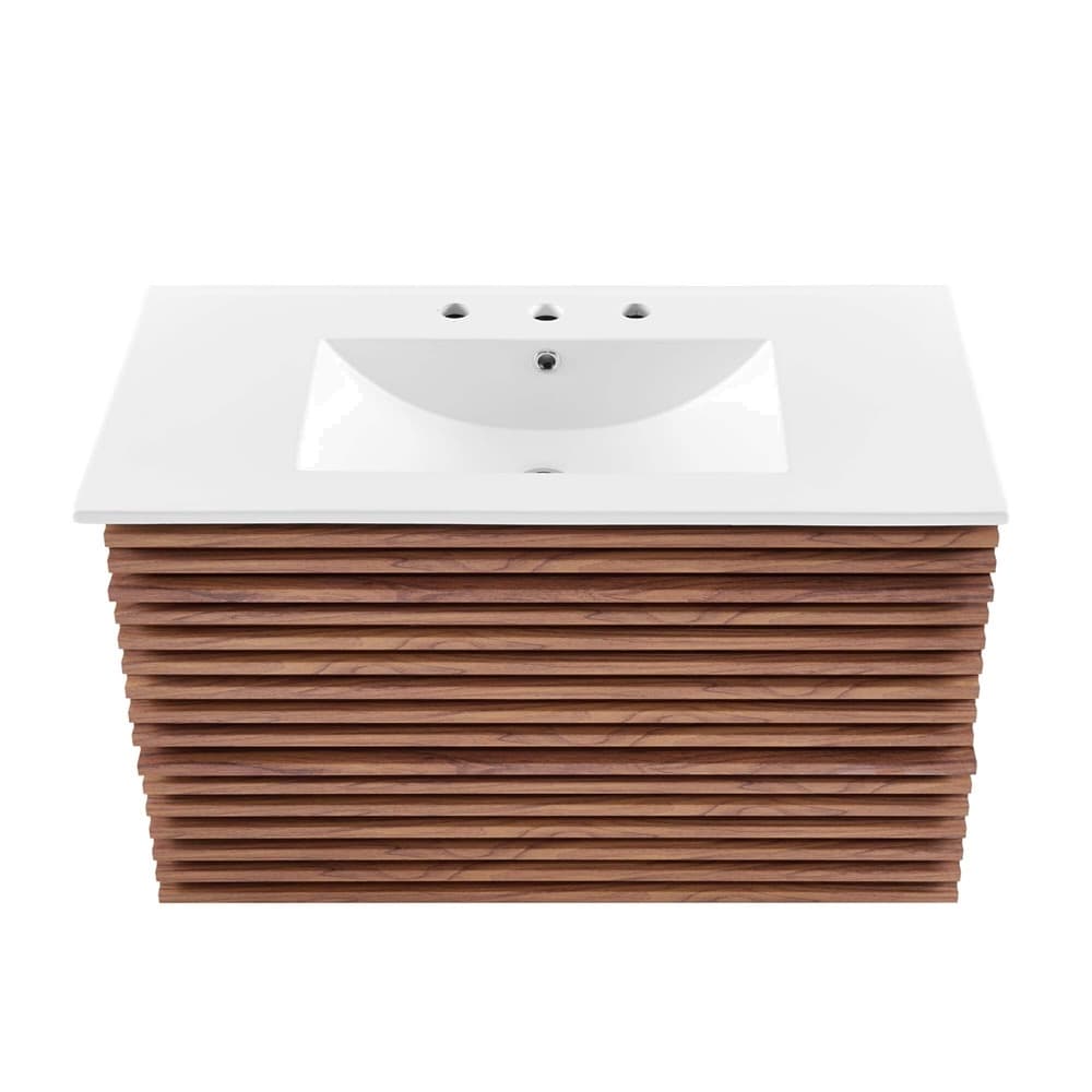 Render 36" Wall-Mount Bathroom Vanity in Walnut White by Modway - Image 6