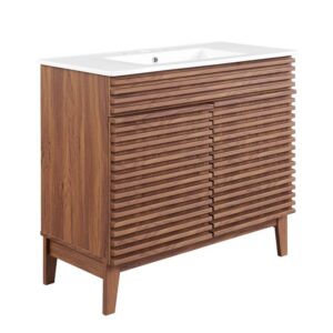 Render 36" Bathroom Vanity in Walnut White by Modway