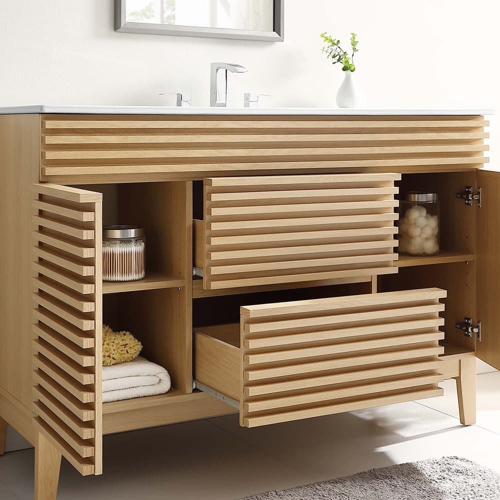 Render 48" Single Sink Bathroom Vanity in Oak White by Modway - Image 11