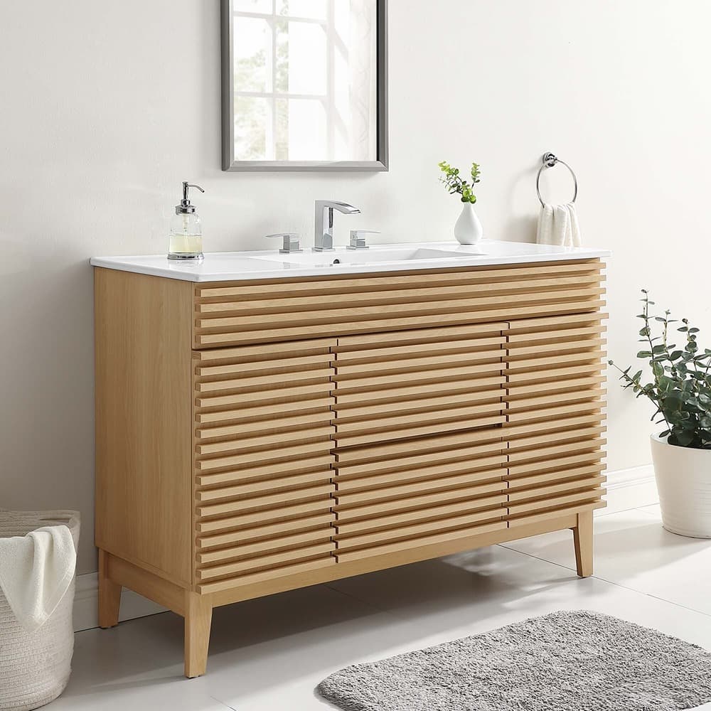 Render 48" Single Sink Bathroom Vanity in Oak White by Modway - Image 10