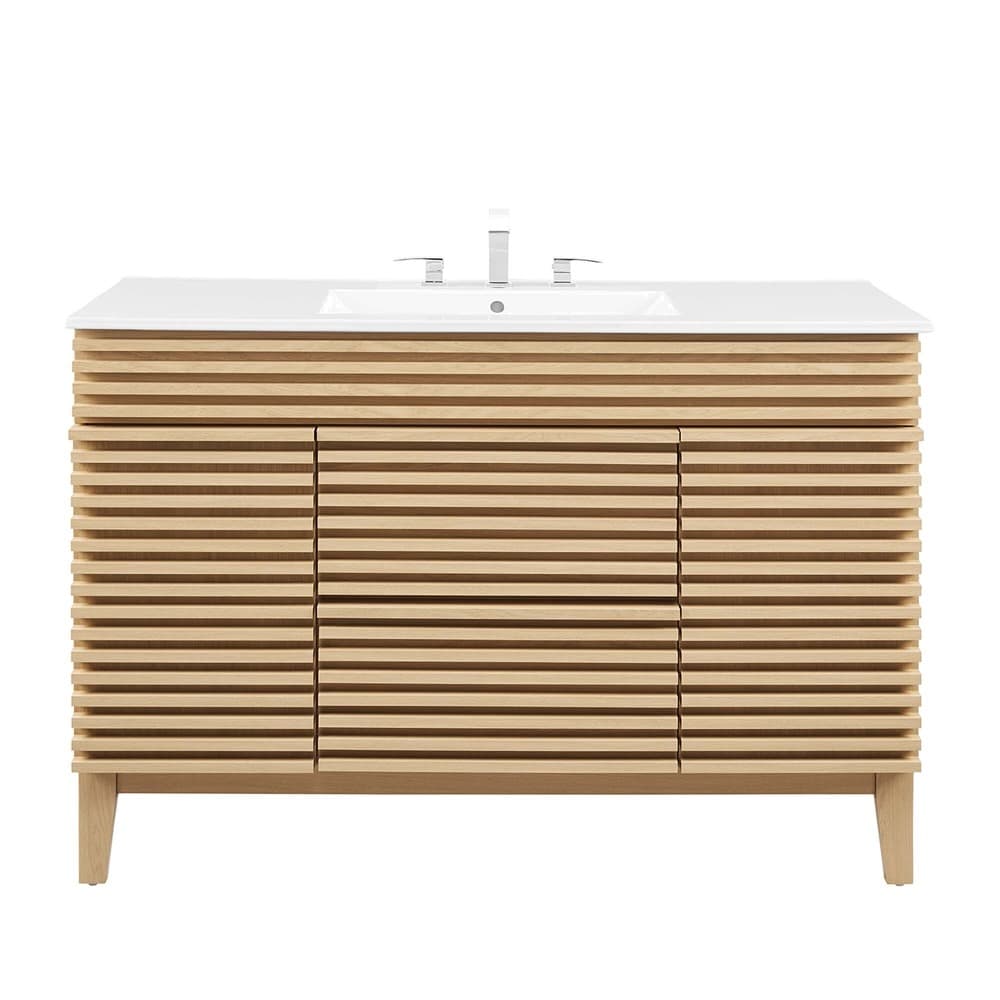 Render 48" Single Sink Bathroom Vanity in Oak White by Modway - Image 5