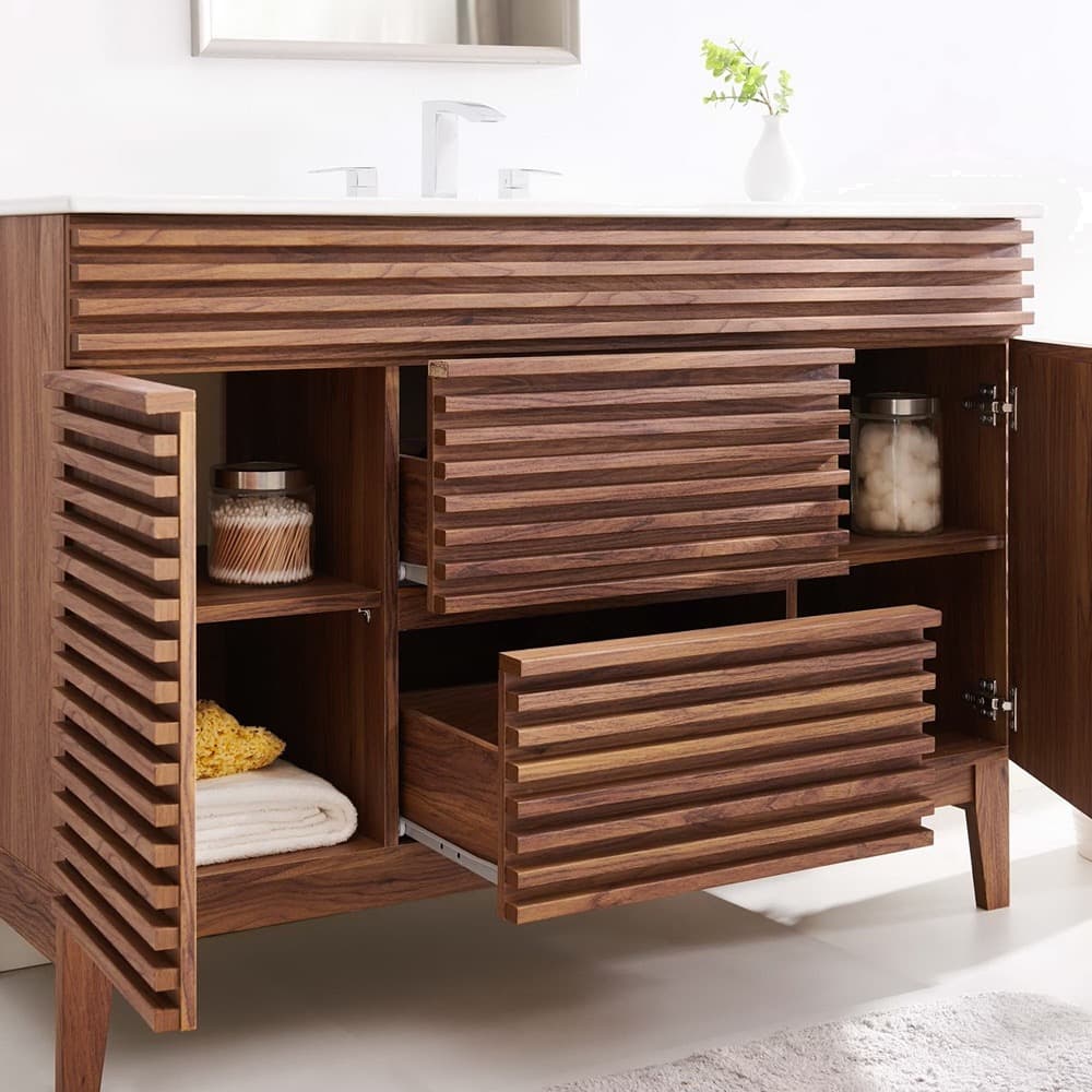 Render 48" Single Sink Bathroom Vanity in Walnut White by Modway - Image 11