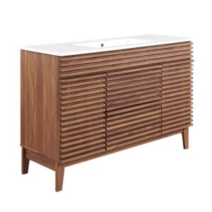Render 48" Single Sink Bathroom Vanity in Walnut White by Modway