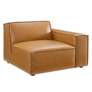Restore Right-Arm Vegan Leather Sectional Sofa Chair in Tan by Modway