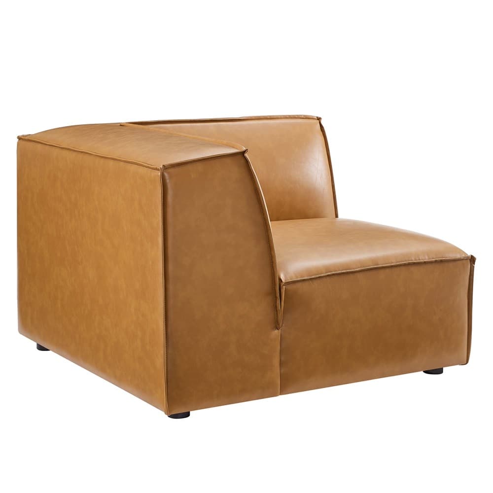 Restore Vegan Leather Sectional Sofa Corner Chair in Tan by Modway