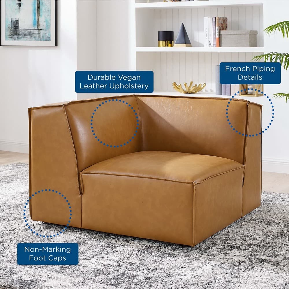 Restore Vegan Leather Sectional Sofa Corner Chair in Tan by Modway - Image 8