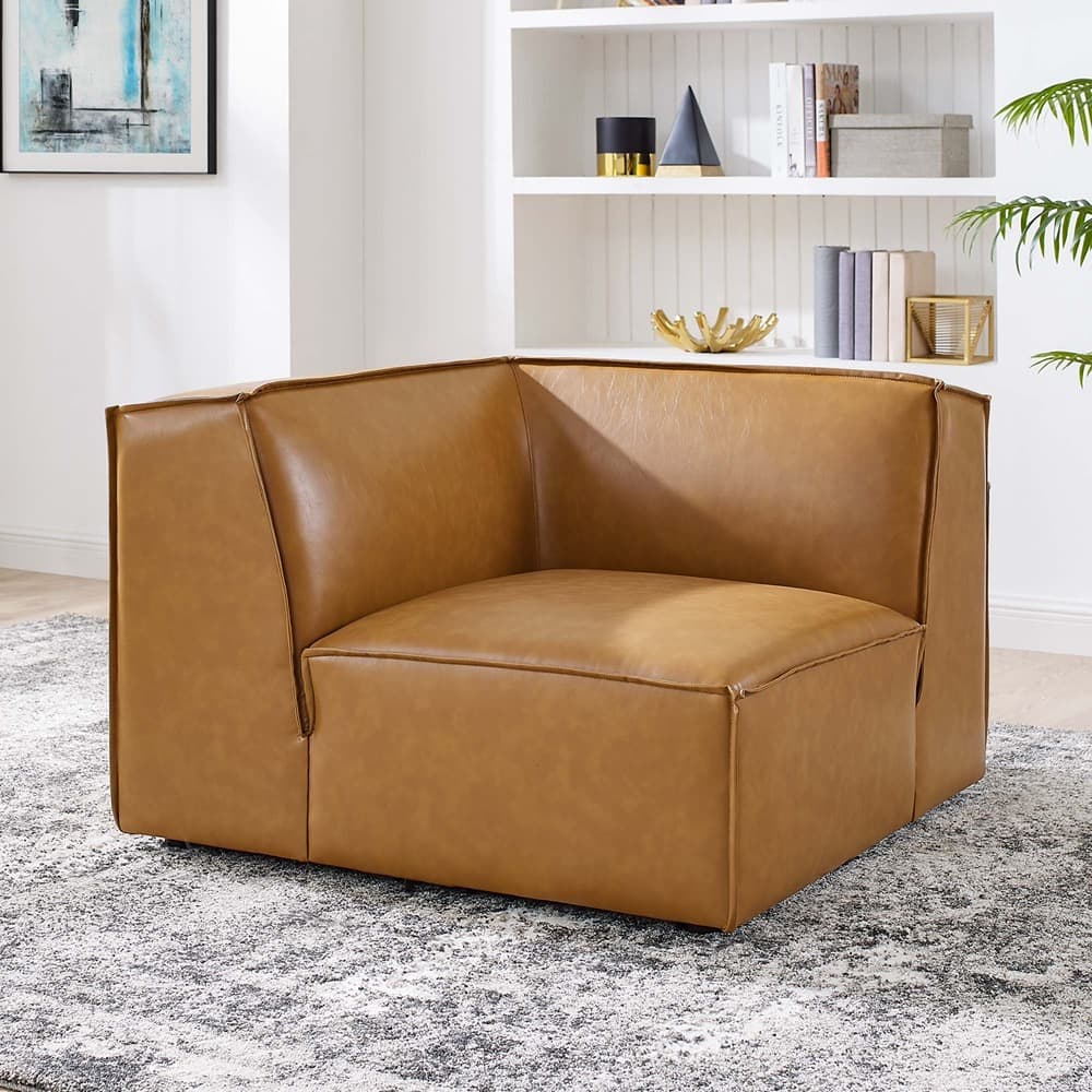 Restore Vegan Leather Sectional Sofa Corner Chair in Tan by Modway - Image 6
