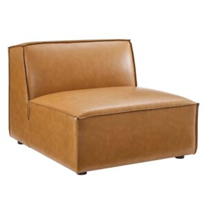Restore Vegan Leather Sectional Sofa Armless Chair in Tan by Modway