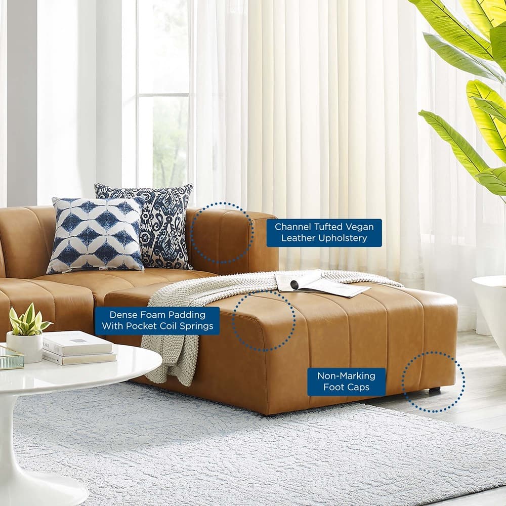 Bartlett 4-Piece Vegan Leather Sectional Sofa in Tan by Modway - Image 14