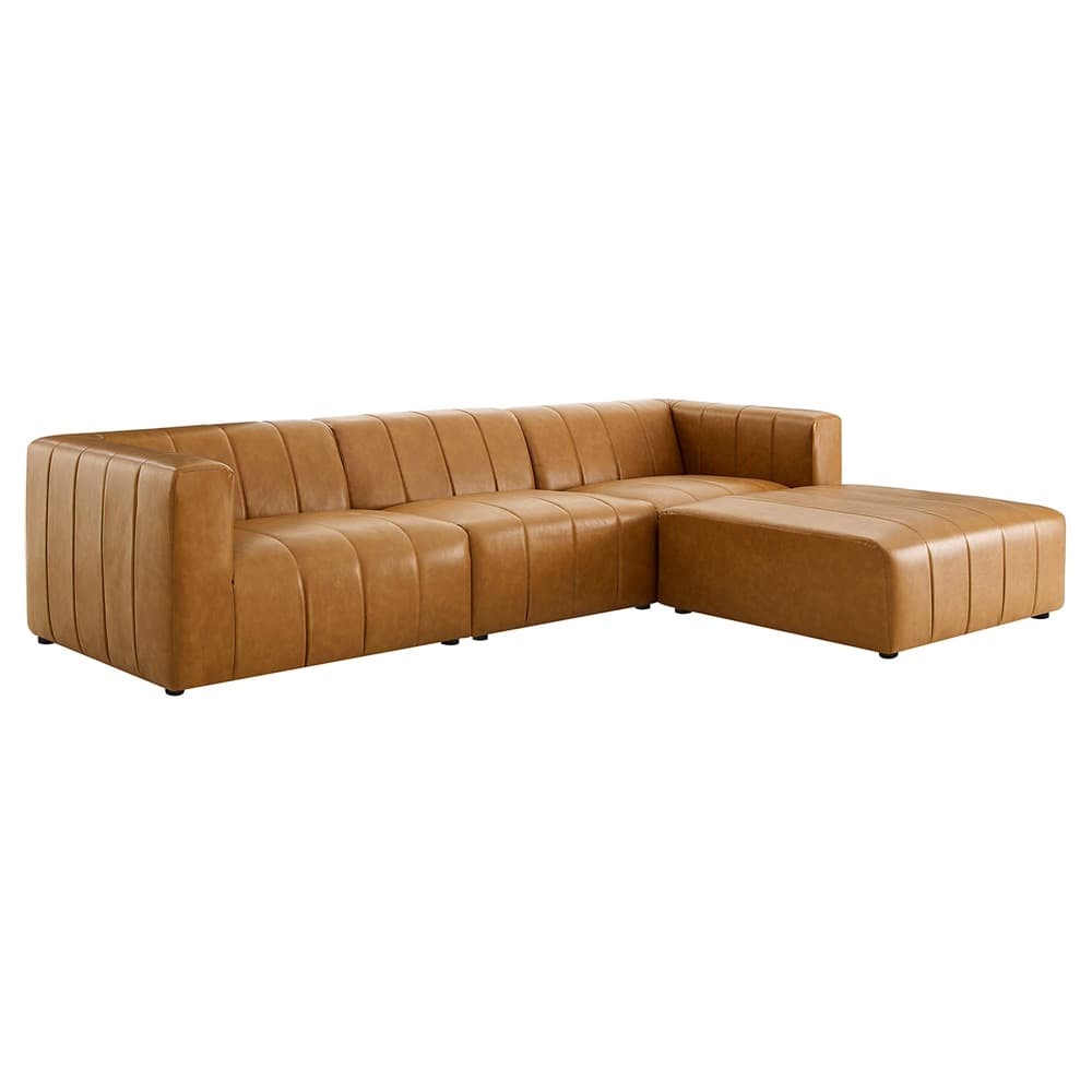 Bartlett 4-Piece Vegan Leather Sectional Sofa in Tan by Modway