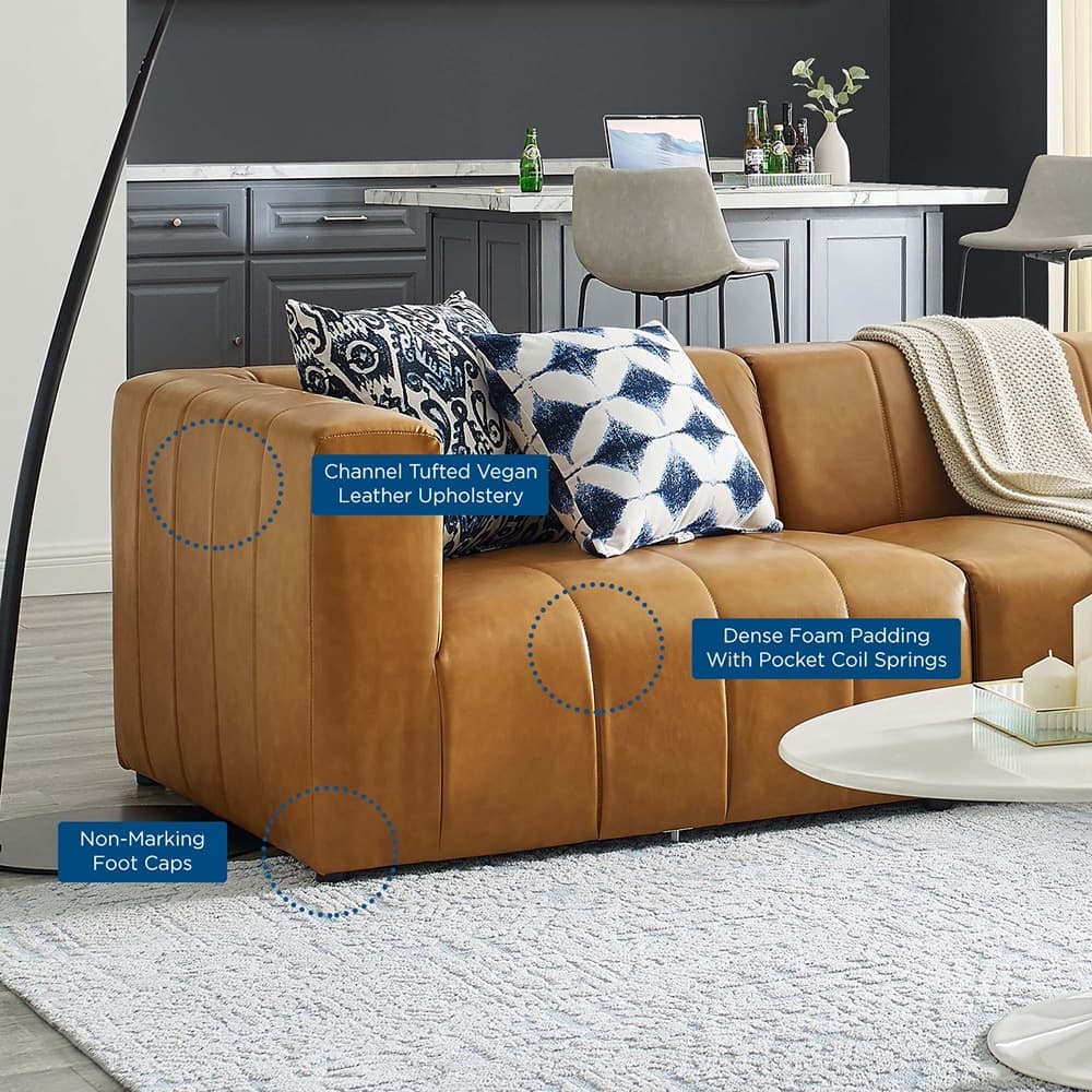 Bartlett 4-Piece Vegan Leather Sectional Sofa in Tan by Modway - Image 13