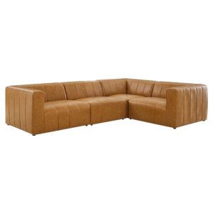 Bartlett 4-Piece Vegan Leather Sectional Sofa in Tan by Modway