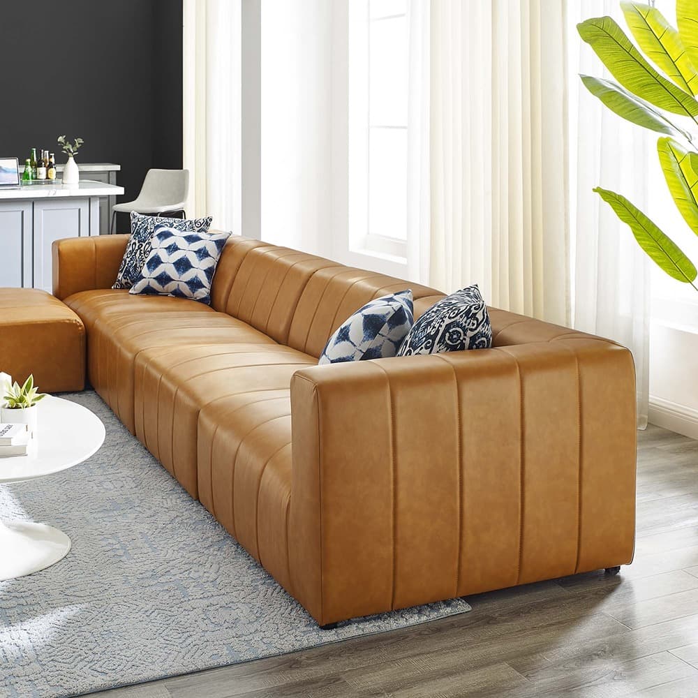 Bartlett 5-Piece Vegan Leather Sectional Sofa in Tan by Modway - Image 14