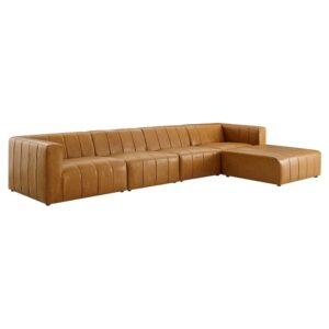 Bartlett 5-Piece Vegan Leather Sectional Sofa in Tan by Modway