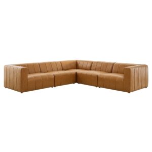 Bartlett 5-Piece Vegan Leather Sectional Sofa in Tan by Modway