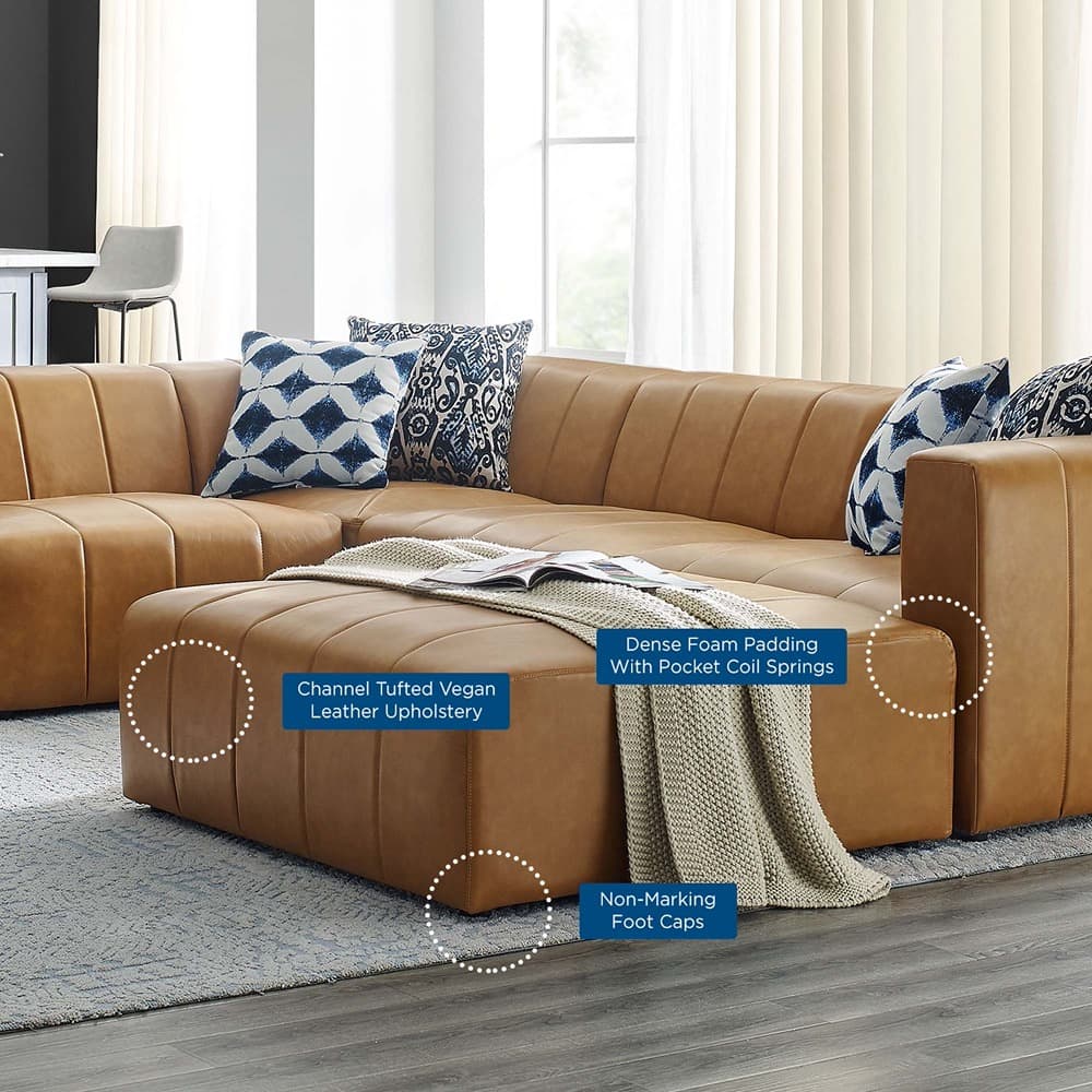 Bartlett 6-Piece Vegan Leather Sectional Sofa in Tan by Modway - Image 13