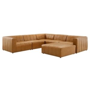 Bartlett 6-Piece Vegan Leather Sectional Sofa in Tan by Modway