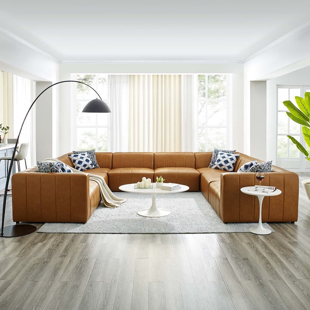 Bartlett 8-Piece Vegan Leather Sectional Sofa in Tan by Modway - Image 11