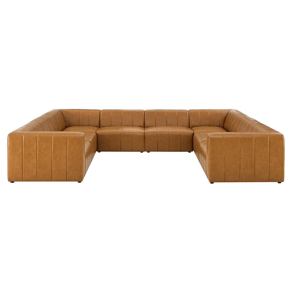 Bartlett 8-Piece Vegan Leather Sectional Sofa in Tan by Modway