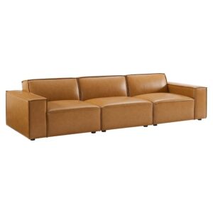 Restore 3-Piece Vegan Leather Sofa in Tan by Modway