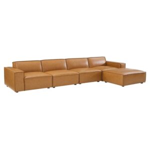 Restore 5-Piece Vegan Leather Sectional Sofa in Tan by Modway