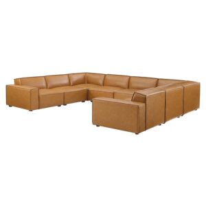 Restore 8-Piece Vegan Leather Sectional Sofa in Tan by Modway