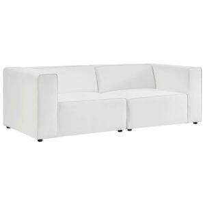 Mingle 2-Piece Vegan Leather Sectional Sofa Loveseat in White by Modway