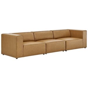 Mingle 3-Piece Vegan Leather Sectional Sofa in Tan by Modway