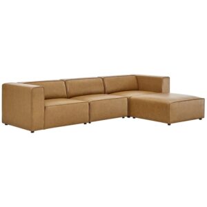 Mingle Vegan Leather Sofa and Ottoman Set in Tan by Modway