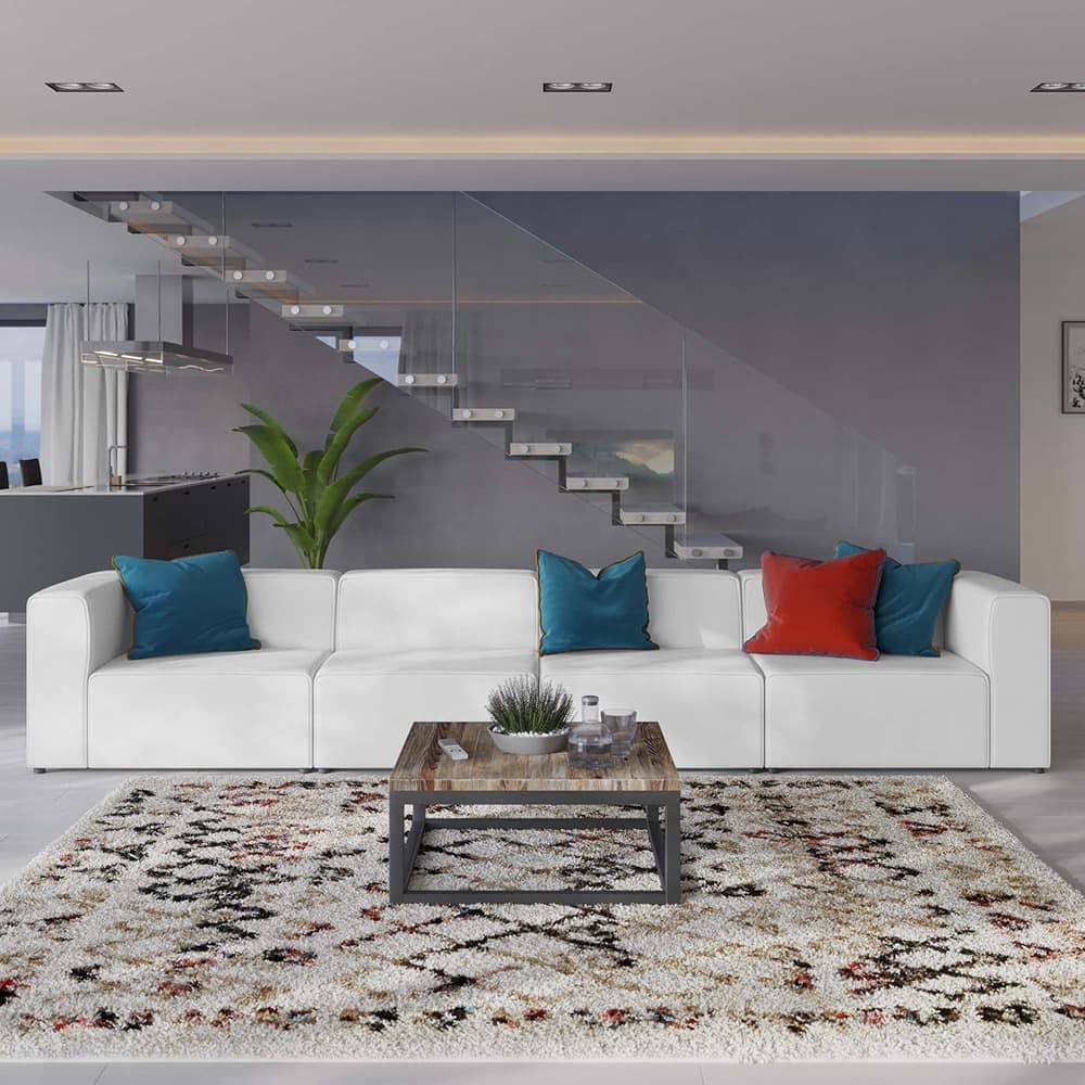 Mingle 4-Piece Vegan Leather Sectional Sofa in White by Modway - Image 10