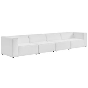 Mingle 4-Piece Vegan Leather Sectional Sofa in White by Modway