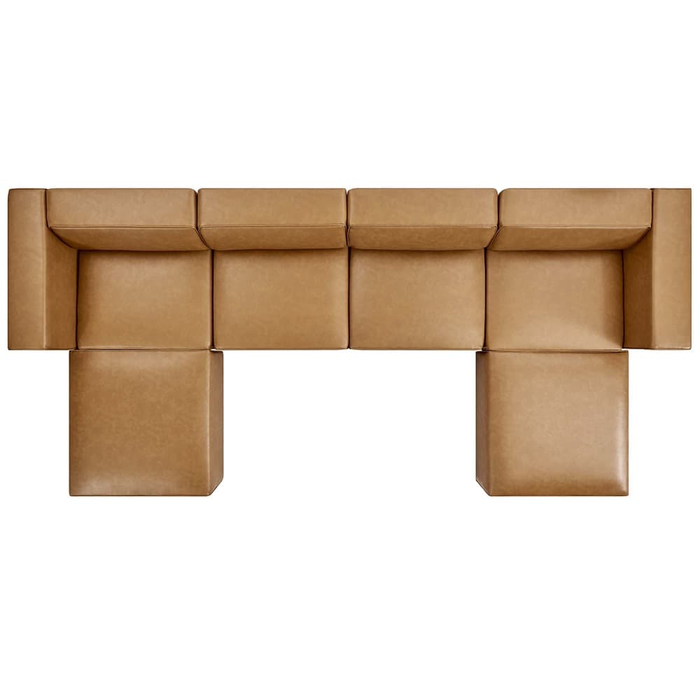 Mingle 4-Piece Vegan Leather Sofa and 2 Ottomans Set in Tan by Modway - Image 2