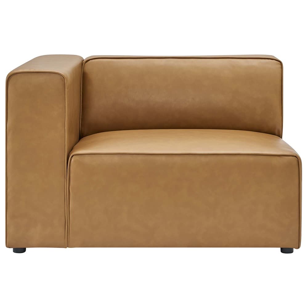 Mingle 4-Piece Vegan Leather Sofa and 2 Ottomans Set in Tan by Modway - Image 4