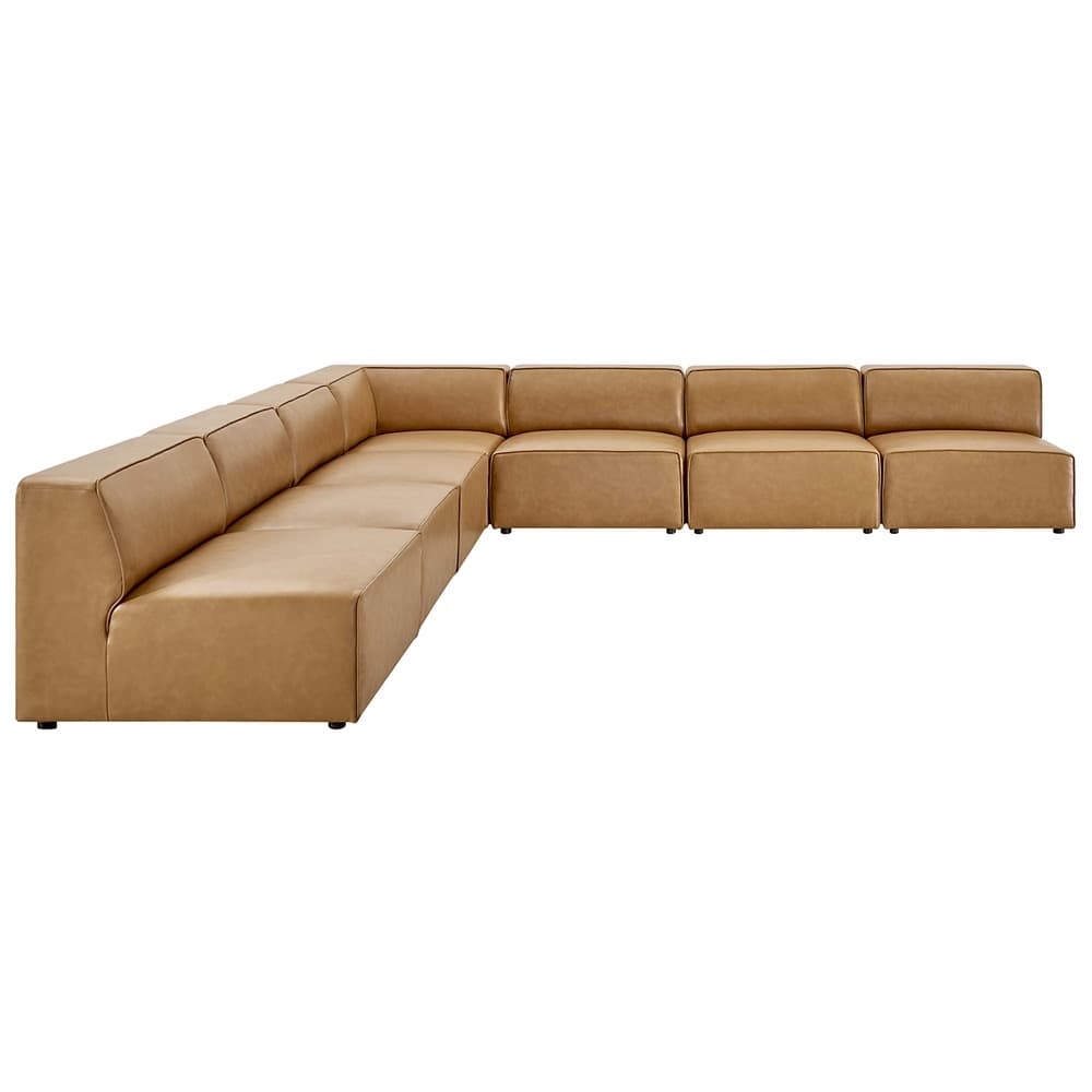 Mingle 7-Piece Vegan Leather Sectional Sofa in Tan by Modway - Image 2