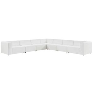 Mingle 7-Piece Vegan Leather Sectional Sofa in White by Modway